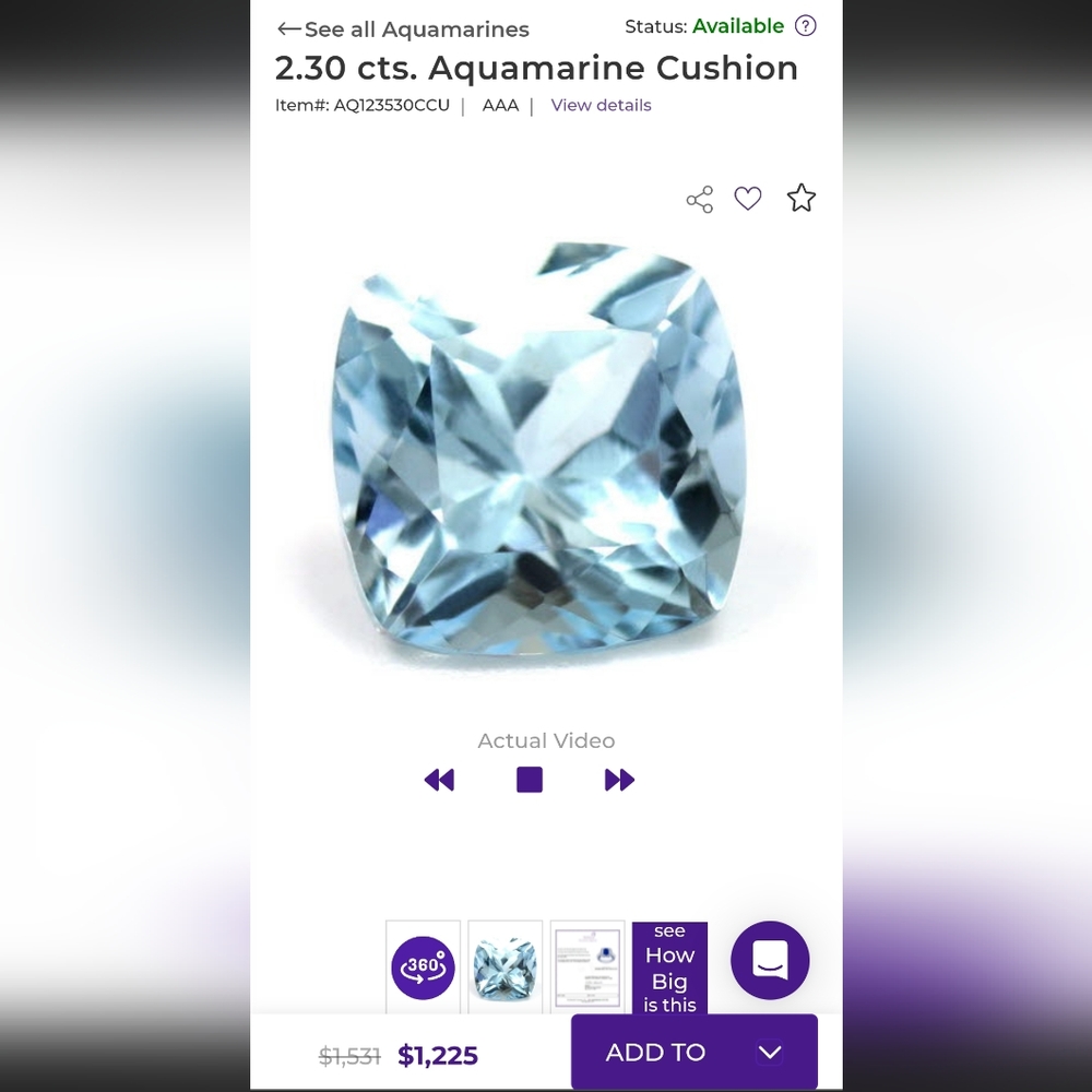 Stunning Antique Cushion Cut Natural Aquamarine - Picture 4 of 7
